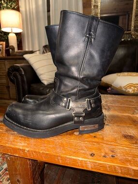 Harley-Davidson Black Leather Harness Engineer Boots